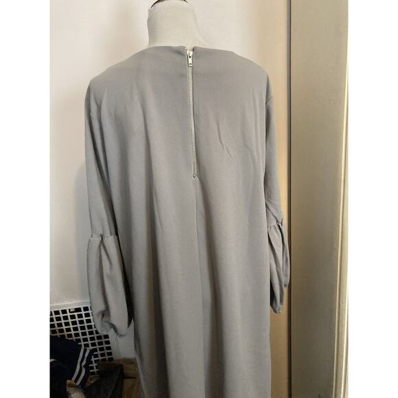 Standards & Practices Boho Dress •3X• Plus Size Grey Crepe Balloon Sleeve NWT! - Picture 7 of 11